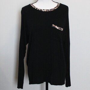 Veveret Black Long Sleeve Shirt with Animal Print Sz Medium